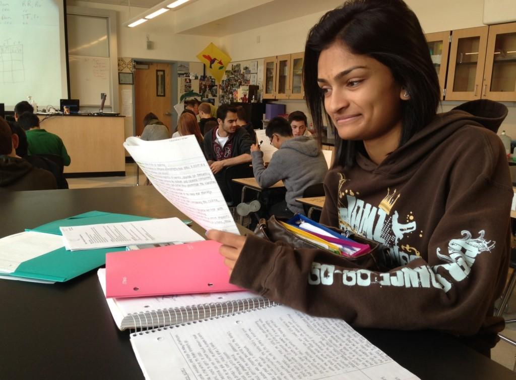 ABOVE%3A+Sereena+Patel+studying+for+her+AP+Psychology+class%2C+during+her+TA+period.