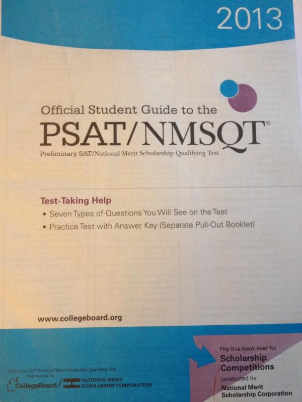 Cover of 2013 psat booklet.