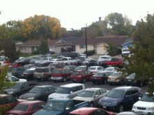 Parking passes hang in the front window to be shown off.