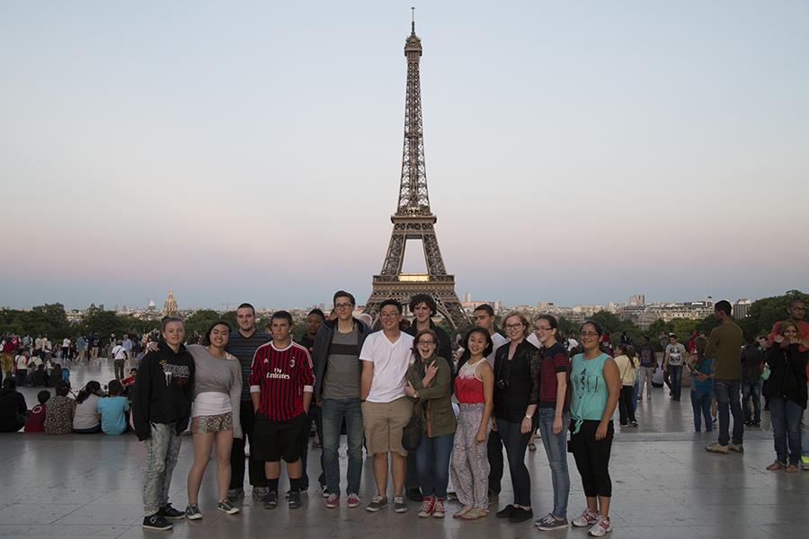 DHS students at the Eiffel Tower 