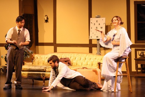 (from left) Liron Day as Leon Tolchinsky, Matthew Glynn (Dr. Zubritsky ), and Savannah Quintero (Lenya Zubritsky)