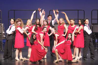 During Tuesday's Performance, show choir sang and danced. Members of show choir include: Rachel Bonner, Steven Cheng, Erin Cornelius, Nicole Dayton, John Fulgado, Virginia Gomes, Kathleen Green, Shannon Greenhouse, Caroline all, Katherine Holtzapple, Rheanna Mitten, Jared Nugent, Suelyn Pewiltt, Cameryn Plummer, Jonah Wendelton, and Akemi WIlliams 