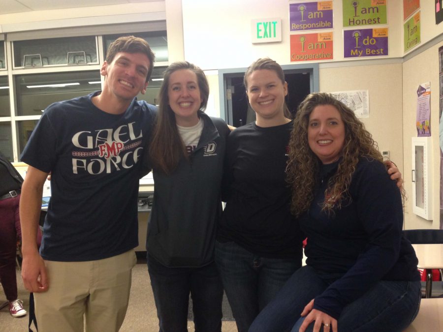 DHS English Teachers on Open House. From left to right, Mr. Kleinow, Ms. Sheaff, Ms. Campbell, Mrs. Angel-Diaz