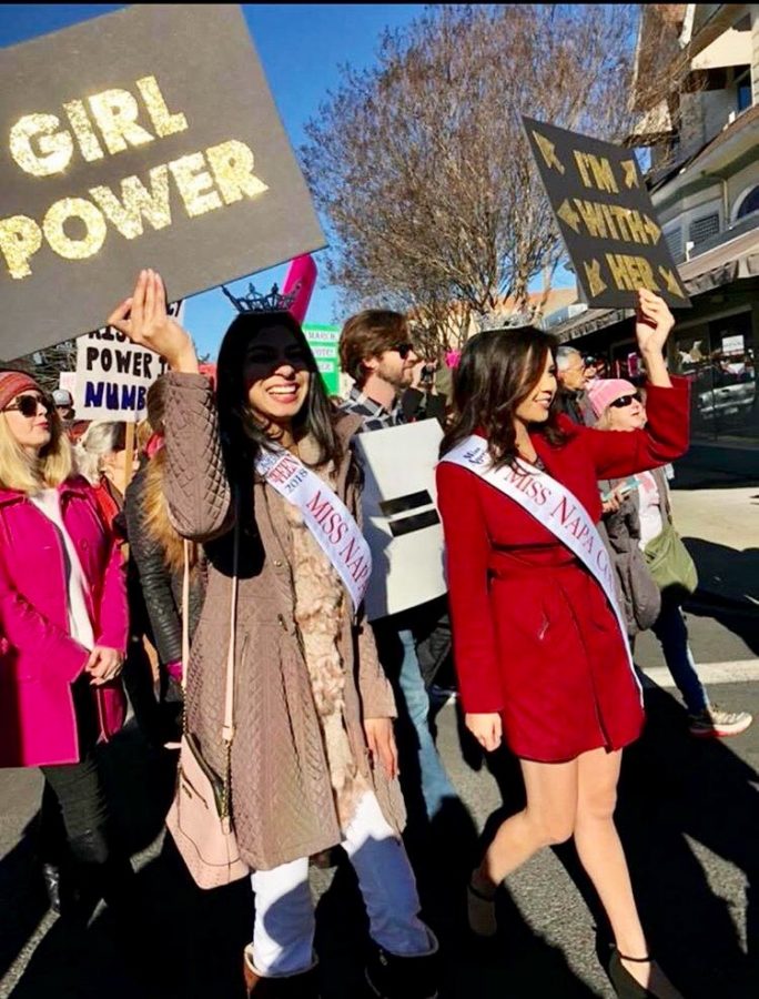 Vyas (left) at the Women’s March in Napa, California.