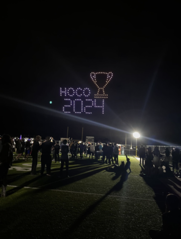 The drone show announced the juniors Homecoming Week victory.
