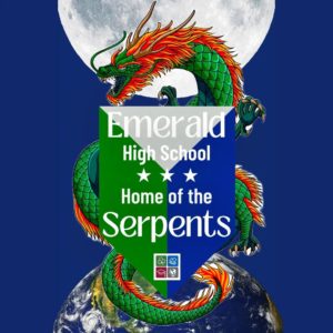 Emerald High has confirmed the serpent as its mascot, with green, blue, and silver as its school colors, although the official logo is still in development.