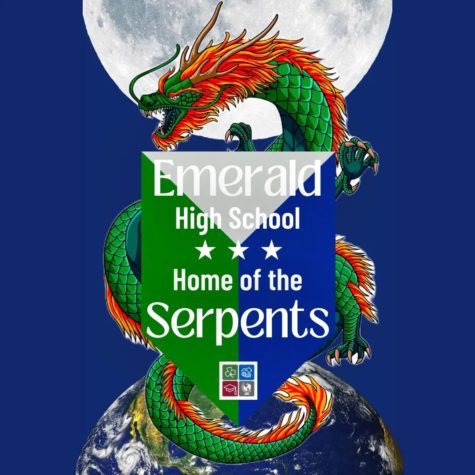 Emerald High has confirmed the serpent as its mascot, with green, blue, and silver as its school colors, although the official logo is still in development.