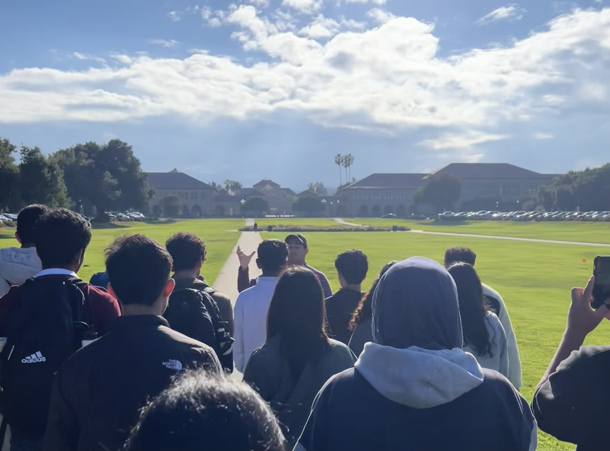 The engineering students taking a tour of the campus of Stanford on Wednesday, November 29, 2023. 